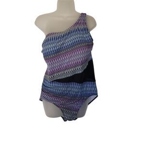Swimsuits For All TropiCulture One Piece Swim Suit Plus Size 18 One Shoulder